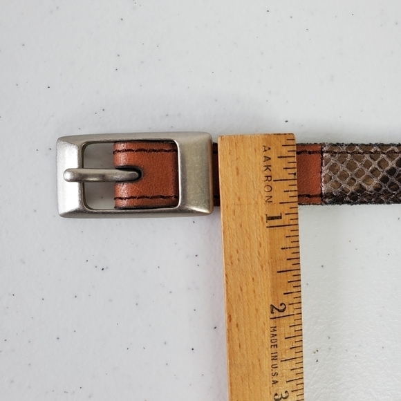 Fossil Leather Patchwork Snake Print Skinny Belt Size Small Retro Colorblock - Picture 13 of 15